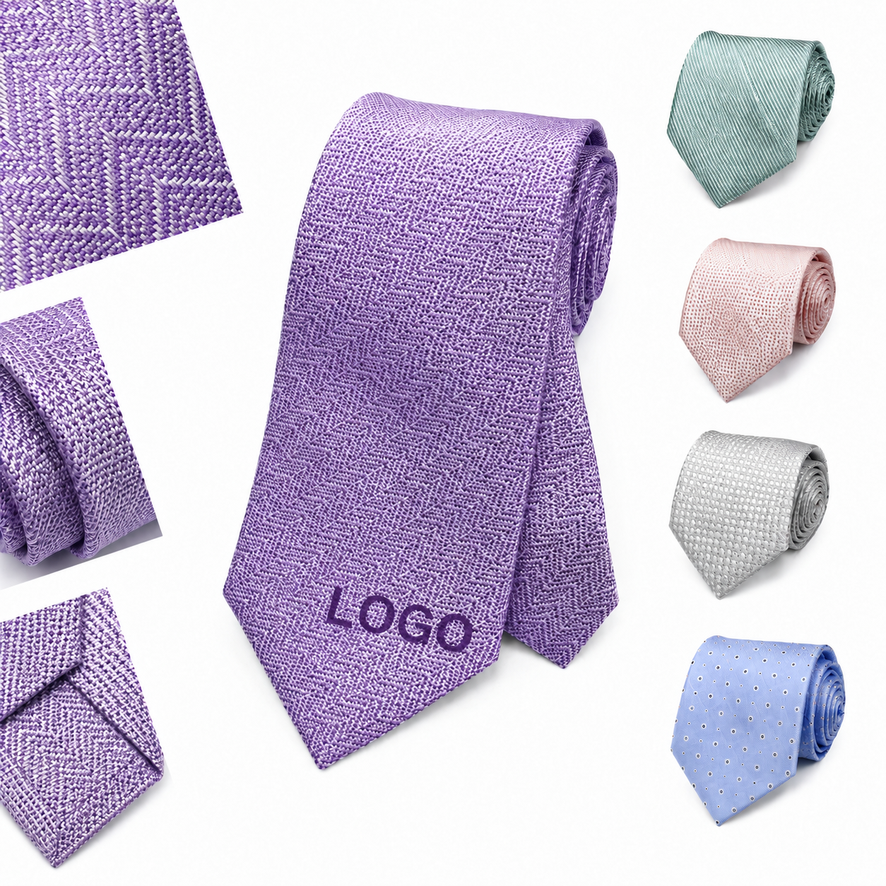 Professional Woven Microfiber Necktie and Matching Pocket Square Collection