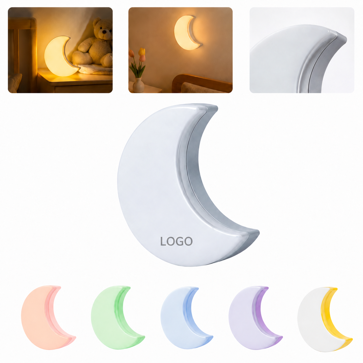 Crescent Moon LED Night Light with Automatic Light Sensor