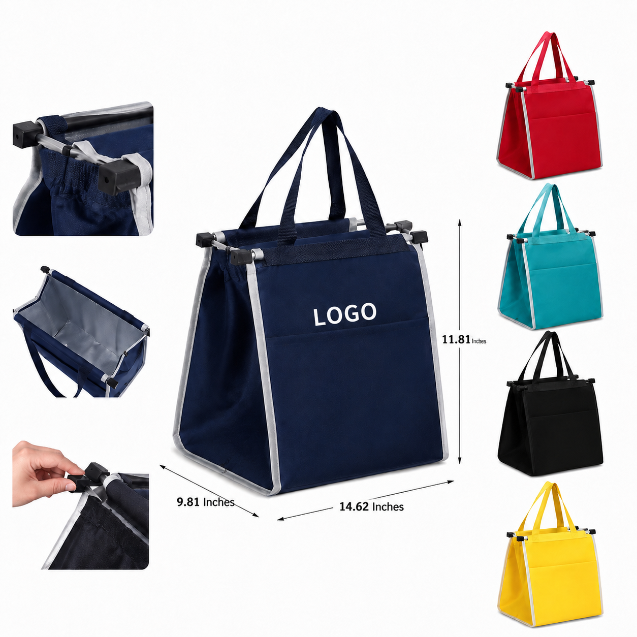 Reusable Eco-Friendly Clip-to-Cart Shopping Tote with Reinforced Handles