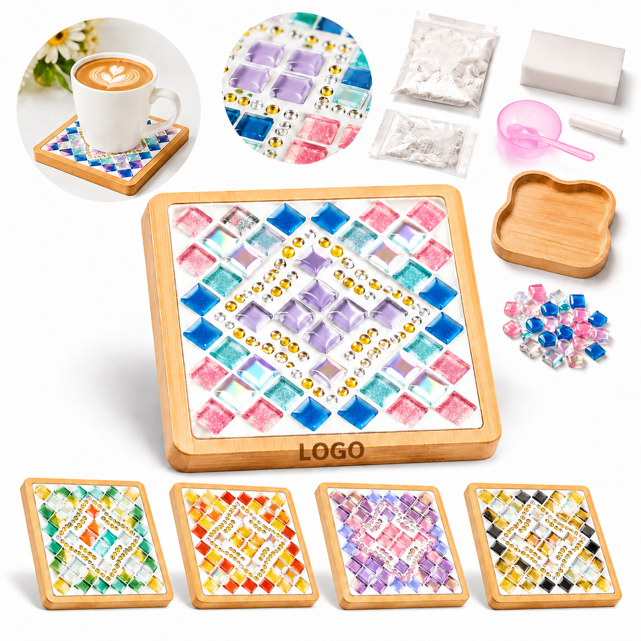 Creative Bamboo Mosaic Coaster Kit