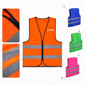 Unisex High-Visibility Reflective Safety Vest with Front Zipper Closure