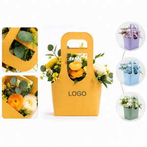 Sustainable Waterproof Kraft Paper Flower Carrier with Integrated Handle